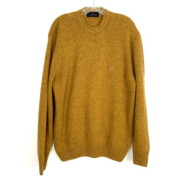 Valentino Jeans Vintage Virgin Wool Men's Knit Melange Crew Sweater Sz 52 (L-XL) - Picture 1 of 16